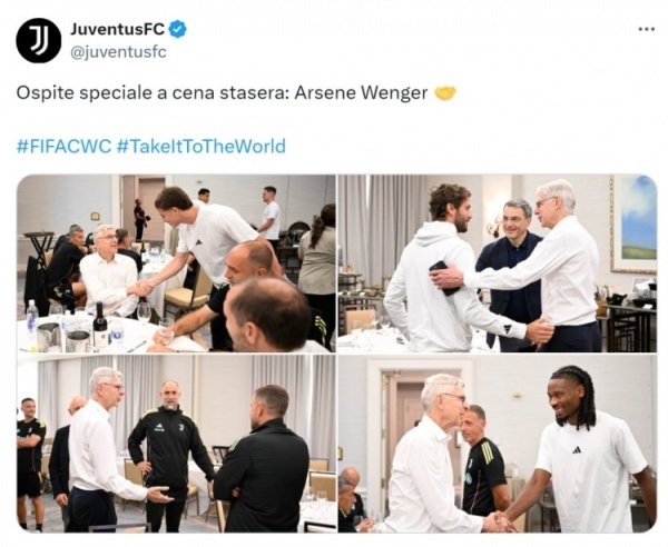 Juventus social media posted photos of Wenger s visit to the team: Special guests for dinner