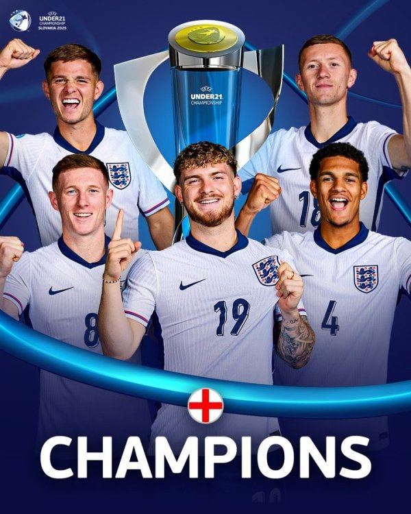Youth training is flourishing! Beating Spain & Germany, England won the U21 European Cup for two consecutive times